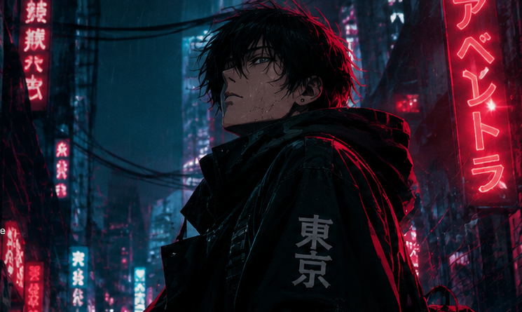 Cyberpunk anime streetwear artwork